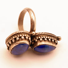 Vintage silver lapis lazuli ring handmade ethnic Nepali Hindu symbolism (7597)
