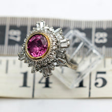 Antique - vintage ring gold 4.68ct pink spinel and diamonds ballerina (7598)