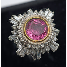 Antique - vintage ring gold 4.68ct pink spinel and diamonds ballerina (7598)