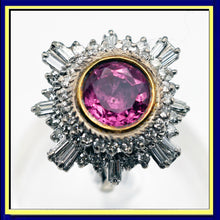 Antique - vintage ring gold 4.68ct pink spinel and diamonds ballerina (7598)