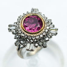 Antique - vintage ring gold 4.68ct pink spinel and diamonds ballerina