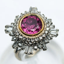 Antique - vintage ring gold 4.68ct pink spinel and diamonds ballerina (7598)