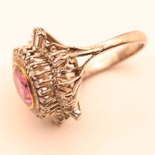 Antique - vintage ring gold 4.68ct pink spinel and diamonds ballerina (7598)