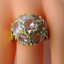 Vintage ring diamonds 23k gold unisex great transparency Deco Retro India (7600)
