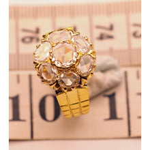 Vintage ring diamonds 23k gold unisex great transparency Deco Retro India (7600)