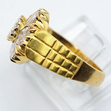 Vintage ring diamonds 23k gold unisex great transparency Deco Retro India (7600)