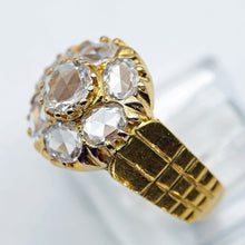 Vintage ring diamonds 23k gold unisex great transparency Deco Retro India (7600)