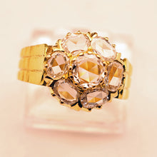 Vintage ring diamonds 23k gold unisex great transparency Deco Retro India (7600)