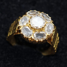 Vintage ring diamonds 23k gold unisex great transparency Deco Retro India (7600)
