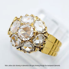 Vintage ring diamonds 23k gold unisex great transparency Deco Retro India (7600)