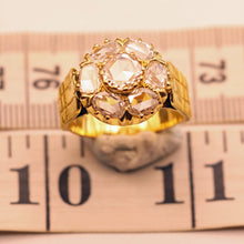 Vintage ring diamonds 23k gold unisex great transparency Deco Retro India (7600)