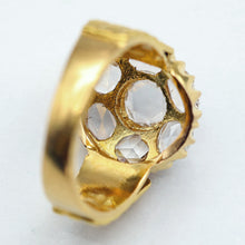 Vintage ring diamonds 23k gold unisex great transparency Deco Retro India (7600)