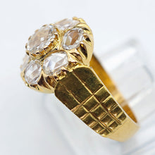 Vintage ring diamonds 23k gold unisex great transparency Deco Retro India (7600)