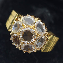 Vintage ring diamonds 23k gold unisex great transparency Deco Retro India (7600)