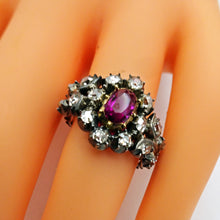 Antique ring ruby diamonds set in silver and some gold India (7601)