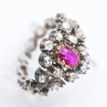 Antique ring ruby diamonds set in silver and some gold India (7601)