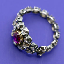 Antique ring ruby diamonds set in silver and some gold India (7601)