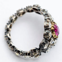 Antique ring ruby diamonds set in silver and some gold India (7601)
