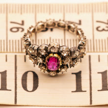 Antique ring ruby diamonds set in silver and some gold India (7601)