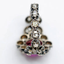 Antique ring ruby diamonds set in silver and some gold India (7601)