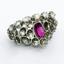 Antique ring ruby diamonds set in silver and some gold India (7601)