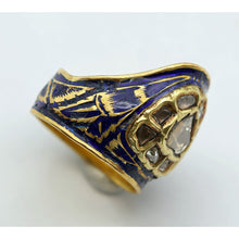 Antique Archer's Ring 22k gold enamel diamonds Indian symbolic status (7607)