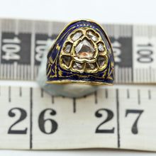 Antique Archer's Ring 22k gold enamel diamonds Indian symbolic status (7607)