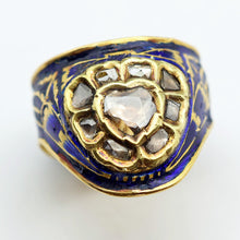 Antique Archer's Ring 22k gold enamel diamonds Indian symbolic status