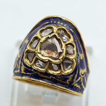 Antique Archer's Ring 22k gold enamel diamonds Indian symbolic status (7607)