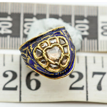 Antique Archer's Ring 22k gold enamel diamonds Indian symbolic status (7607)