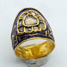 Antique Archer's Ring 22k gold enamel diamonds Indian symbolic status (7607)