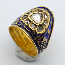 Antique Archer's Ring 22k gold enamel diamonds Indian symbolic status (7607)