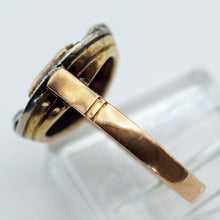 Antique ring 18k gold emerald diamonds French 1890 Edwardian Belle Epoque (7612)