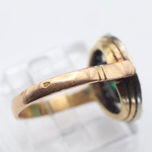 Antique ring 18k gold emerald diamonds French 1890 Edwardian Belle Epoque (7612)