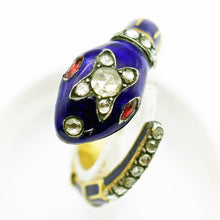 Antique Victorian snake ring gold enamel diamonds ruby articulated Unisex (7621)