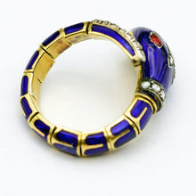 Antique Victorian snake ring gold enamel diamonds ruby articulated Unisex (7621)
