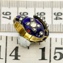 Antique Victorian snake ring gold enamel diamonds ruby articulated Unisex (7621)