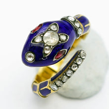 Antique Victorian snake ring gold enamel diamonds ruby articulated Unisex (7621)