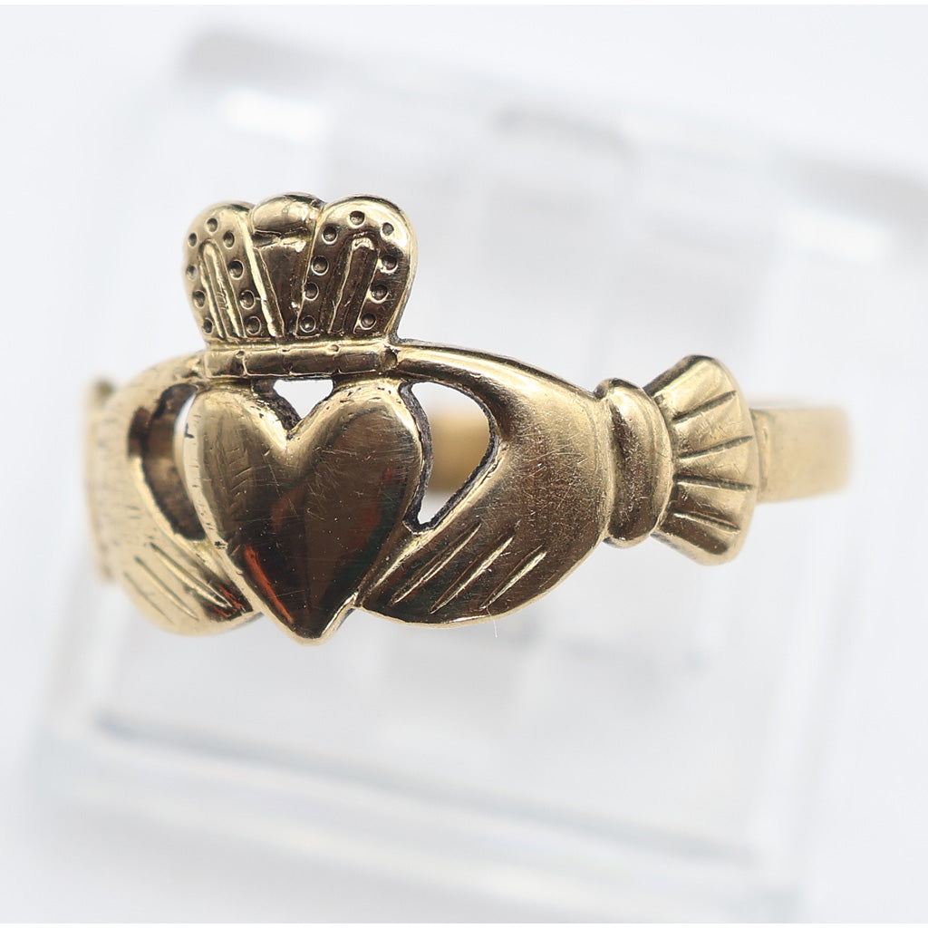 Antique Georgian fede ring gold hands of friendship heart crown betrothal (7624)