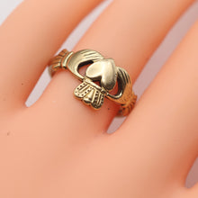 Antique Georgian fede ring gold hands of friendship heart crown betrothal (7624)