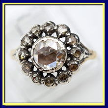 Antique Georgian ring diamonds gold silver Dutch Engagement flower ring (7625)