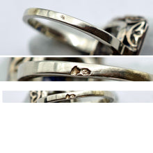 Antique Art Deco ring certified blue sapphire diamonds gold platinum French(7629)