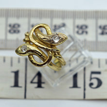 Antique Victorian double snake ring 18k gold diamonds unisex French (7630)