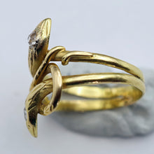 Antique Victorian double snake ring 18k gold diamonds unisex French (7630)