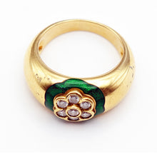 Mellerio estate ring 18k gold diamonds enamel Paris signed fine jewelry (7635)