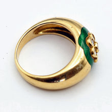Mellerio estate ring 18k gold diamonds enamel Paris signed fine jewelry (7635)