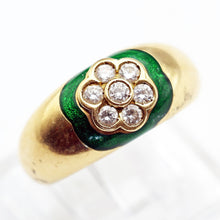 Mellerio estate ring 18k gold diamonds enamel Paris signed fine jewelry (7635)