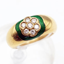 Mellerio estate ring 18k gold diamonds enamel Paris signed fine jewelry (7635)
