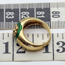 Mellerio estate ring 18k gold diamonds enamel Paris signed fine jewelry (7635)