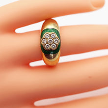 Mellerio estate ring 18k gold diamonds enamel Paris signed fine jewelry (7635)